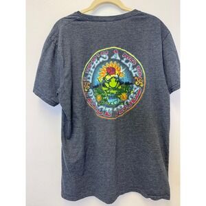 Peace Frogs Lifes A Trip Graphic T-Shirt Mens L Heather Charcoal Grey SS